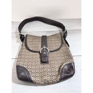 Vintage Coach Shoulder Bag W/Signature Canvas and Leather Trim